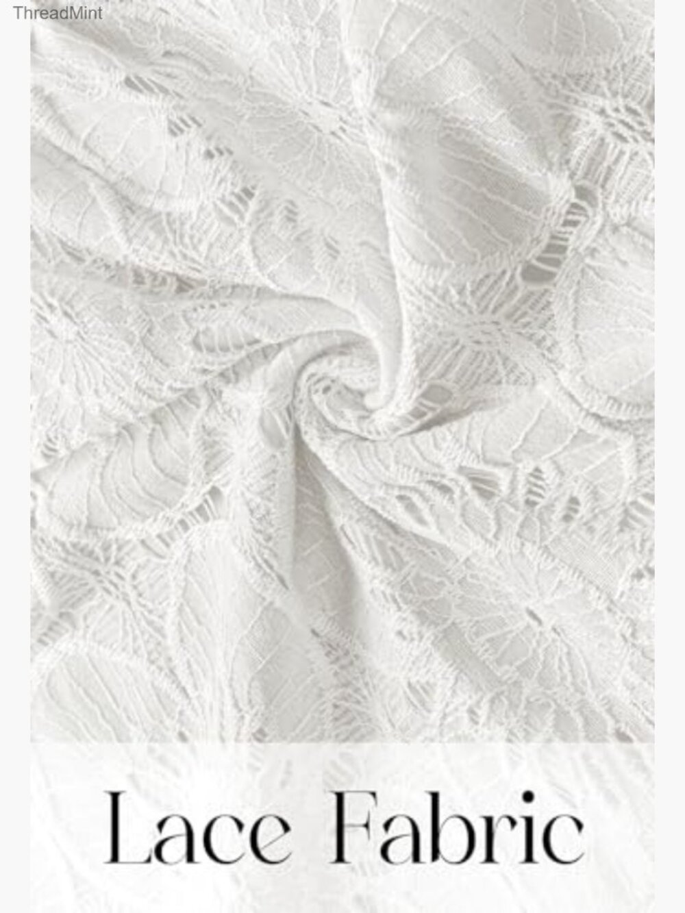 Lace Eyelet Mini Dress with Puff Sleeves, V-Neck, Side Pockets - Picture 5 of 7